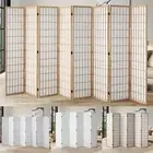 Oikiture 6/8 Panel Room Divider Privacy Screen Partition Timber Farbic Natural