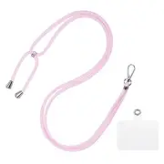 Phone Lanyard Adjustable Neck Lanyard with Transparent Patch Pink Purple