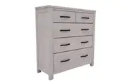 Foxglove Tallboy 5 Chest of Drawers Solid Ash Wood Bed Storage Cabinet - White