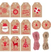 120 Pcs Christmas Tags with String, Kraft Gift Tags with 30 Meters Jute String