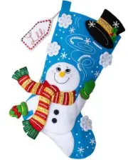 DIY Bucilla Magic in the Air Snowman Christmas Felt Stocking Kit