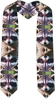 [SKKNT] Little Raccoon Face 1 Print Graduation Shawl Stole For Academic Commencements Honor Sash Congratulations Gift