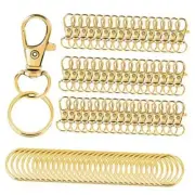 100PCS Swivel Clasps Lanyard Snap Hooks with Key Rings, Key Chain Clip Gold