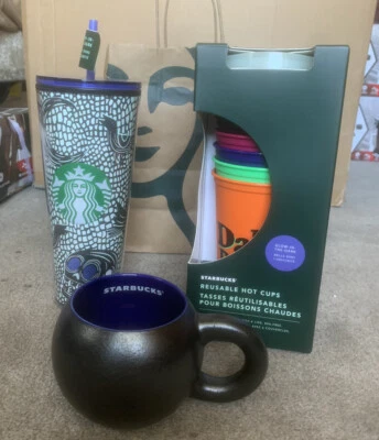 2020 Starbucks Halloween Set Glow in Dark 6 Pack Cups + Tumbler + Cauldron Mug