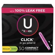 U by Kotex Click Compact Tampons Multipack Regular Super Absorbency 30ct
