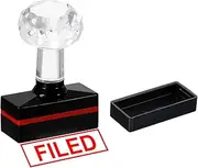uxcell Filed Stamp Self Inking, Red Ink Office Stamps Pre Inked Message Stamp Refillable Business Stamp, Black