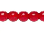 1 Std(67) Czech Ruby Red Crackle Glass Druk 6mm Round Beads with 0.7-1.1mm Hole