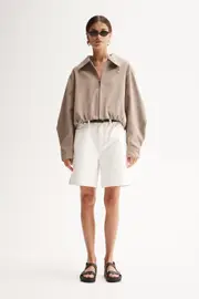 Holly Bomber Jacket Stone Size 8 | Elka Collective
