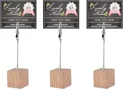 3 Pcs Memo Clip Holder Stand with Alligator Clasp for Pictures Card Paper Note Clip Shop Price Tag, Real Wood