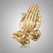 Brass Praying Hands Applique for Box/Cube Cremation Urn, Pewter Also Available