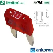 10Pcs / Genuine Littelfuse ® MINI ® 10A Blade Fuse Rated 32V Fuses Dual battery