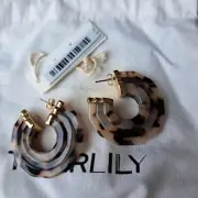 Tigerlily Womens Designer Earring AKELA HOOP - tortoiseshell NWT SOLD OUT