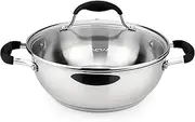 AVACRAFT 18/10 Stainless Steel Everyday Pan, Stir Fry Pan with Five-Ply Base, Chef’s Pan with Glass Lid, Multipurpose Stewpot Skillet, Saute Pan, Casserole in Pots and Pans (9 Inch)
