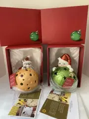 2 New QVC Christmas CAT & MOUSE Luminary Flameless Candle LARGE ORNAMENTS TImer