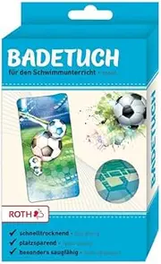 ROTH Children's Bath Towel 60 x 120 cm, Space-Saving and Quick-Drying Swimming Towel (Football)