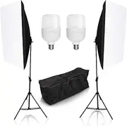 Abeststudio Studio Softbox Lighting 50W Continuous Lighting Kit 2pcs 25W LED 5500K Bulbs and 50 x 70 Soft Boxes for Professional Photography