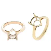 Minimalist Pear 10x8mm Solitaire Ring Semi Mount In 14k Yellow Gold (54100-1)
