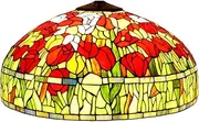 20-Inch Large Tulips Lamp Shade Replacement, Only Tiffany Style Stained Glass Big Lampshades, Vintage Red Flowers Light Cover for Floor Lamps Table Lamps Indoor Decorative Desk Lamps KeYJ