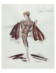 JOAN CRAWFORD COSTUME SKETCH BY EDITH HEAD - VINTAGE REPRINT