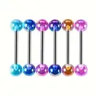 6pcs Set Tongue Bars Piercing Jewellery 6mm Ball Pearlescent Shimmer Colours