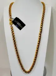 Signed Givenchy Vintage New Matte Gold Plated Chunky Turkish Rope Necklace 30”