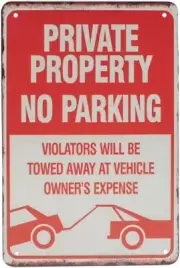 TG,LLC Treasure Gurus Red White Metal 8x12 Property No Parking Anytime