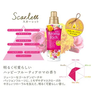 【江戶物語】(特價) 日本製 LION獅王 Aroma Rich 香水柔軟精系列 520ml 衣物香氛 柔軟劑 消臭 除臭 柔軟精