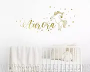 Unicorn Wall Decal, Custom Name decal, Unicorn Decal, Kids Wall Decal ga59