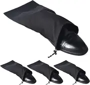 [PlasMaller] Shoe Storage Bags 100% Cotton with Drawstring For Men and Women for Travel Protecting and Storing Shoes (Black, Set of 4)
