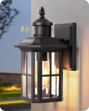 EDISHINE Motion Sensor Outdoor Wall Light, Dusk to Dawn Front Porch Light Fix...