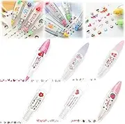 DIY Cute Animals Press Type Decorative Pen, DIY Lace Decoration Tape Pen, Creative Cartoon Pattern Decorative Tape, Cute Scrapbooking Diary Decorative Correction Tapes (6PCS-A)