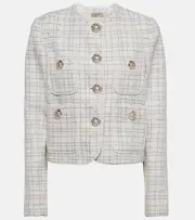 [Elie Saab] Elie Saab Embellished tweed jacket AU 18 white