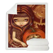 Autumn Colors Girl a Clockwork Pumpkin Throw Blanket