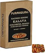 Handmade Colorful Kalava Moli Thread | 3 Spools x 50 Meters | Pure Cotton Kalawa Mauli | Religious Puja Rakhi Dhaaga | Sacred Hindu Pooja Nadachhadi Raksha Sutra | Wrist Band Laccha Roll