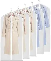 [Aegistus] 6 Pcs Clear Garment Bag, 24x47 Inch Long Skirt Dance Clothing Bag Set, Hanging Dustproof Clothing Bag With Zipper, Used for Storing Long Skirts, Jackets, Wardrobe Clothes