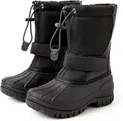 [PATPAT] Girls and Boys Winter Snow Boots Adjustable Bungee Lace and Hook & Loop Straps Front Zipper Waterproof Outdoor Boot