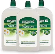 Palmolive Naturals Liquid Hand Wash Soap 3L (3 x 1L packs), Aloe Vera and Chamomile Refill and Save, with Moisturising Milk, No Parabens Phthalates and Alcohol, Recyclable Bottle