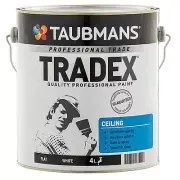 Taubmans Tradex CEILING PAINT Interior Quality Water Based Dead Flat WHITE 4L