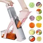 Safe Mandoline Food Slicer for Kitchen - Vegetable Chopper With Adjustable Th...
