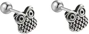 [Generic] Owl Cartilage Tragus Minimalist Small Stud Earrings for Women Men Cute Tiny Minimalist Titanium steel Barbell Screw Back Helix Hypoallergenic Animal Ear Piercing Jewelry