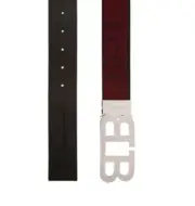 $450 NWT Bally Mirrored Red Reversible Logo Buckle Leather/Nylon Belt Size 32-38
