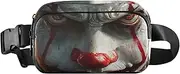 [XYMZR] Clown Scary Closeup Fanny Pack Hip Bag Belt Bag for Women Man Fashion Waist Pack Water-repellent Crossbody Bag for Halloween Costumes Running Hiking Jogging Travel Sport, Multi-colored, one size