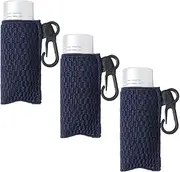 CREATCABIN 3Pcs Lip Balm Sleeve Keychain Black Chapstick Holder with Plastic Key Clasps Rectangle Silk Cloth Lipstick Hanging Bags Pouches Accessories for Storage Travel Makeup Purse Strap Bag