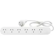HPM 6-Way Outlet White 2400W 10A 240V Powerboard4 Outlets/Socket 1m Power Cord