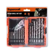 15pc Supercraft Wood/Timber Drill Bit Tool Set Metric Sized With Storage Case