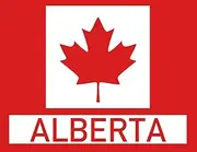 Red Maple Leaf Rectangle Alberta Sticker (Canadian Canada Province Vinyl Decal for car or Laptop (3 x 4 inch)