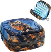 Period Bag,Sanitary Napkin Storage Bag,Forest Night Flying Owl,Tampon Holder for Purse