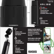 SIGG - Obsidian Insulated Water Bottle - Thermo Flask 25 Oz,