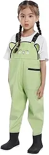 [TOPIND] Children's Waders Rain Trousers with Boots, Adjustable Shoulder Strap Youth Fishing Waders for Toddler Children Non-Slip Sole, Jumpsuit
