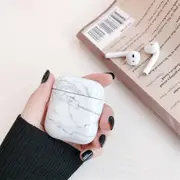 For AirPods 2nd Gen Case, Marble Pattern Protective Cover, White